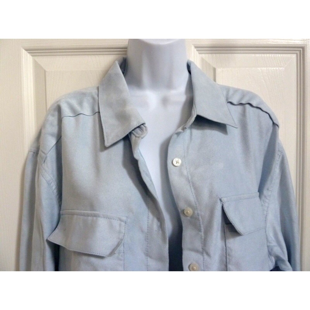 **NWT!! BANANA REPUBLIC Sz XL Shacket Jacket Vegan Suede Baby Blue Satin Lined**